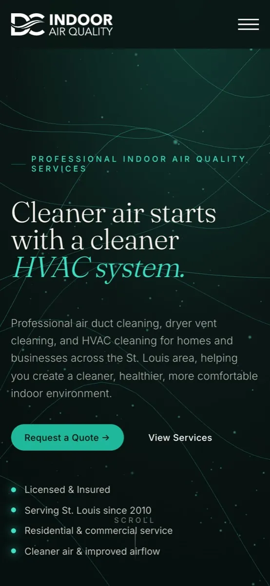 DC Indoor Air Quality website on mobile