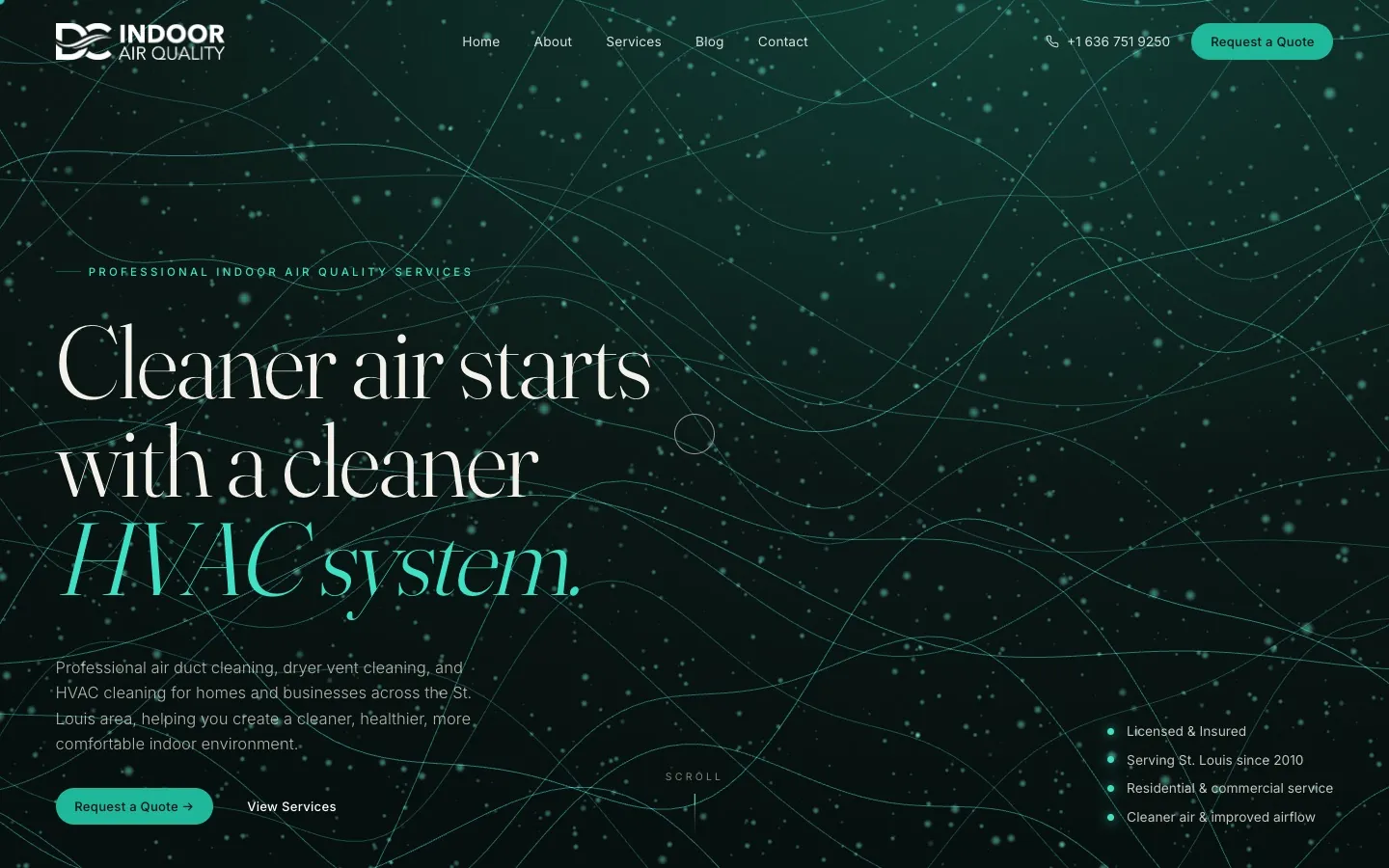 DC Indoor Air Quality website on desktop
