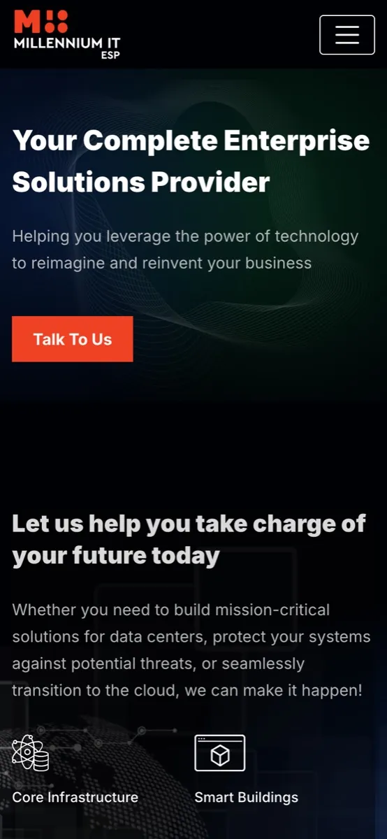 MillenniumIT ESP website on mobile