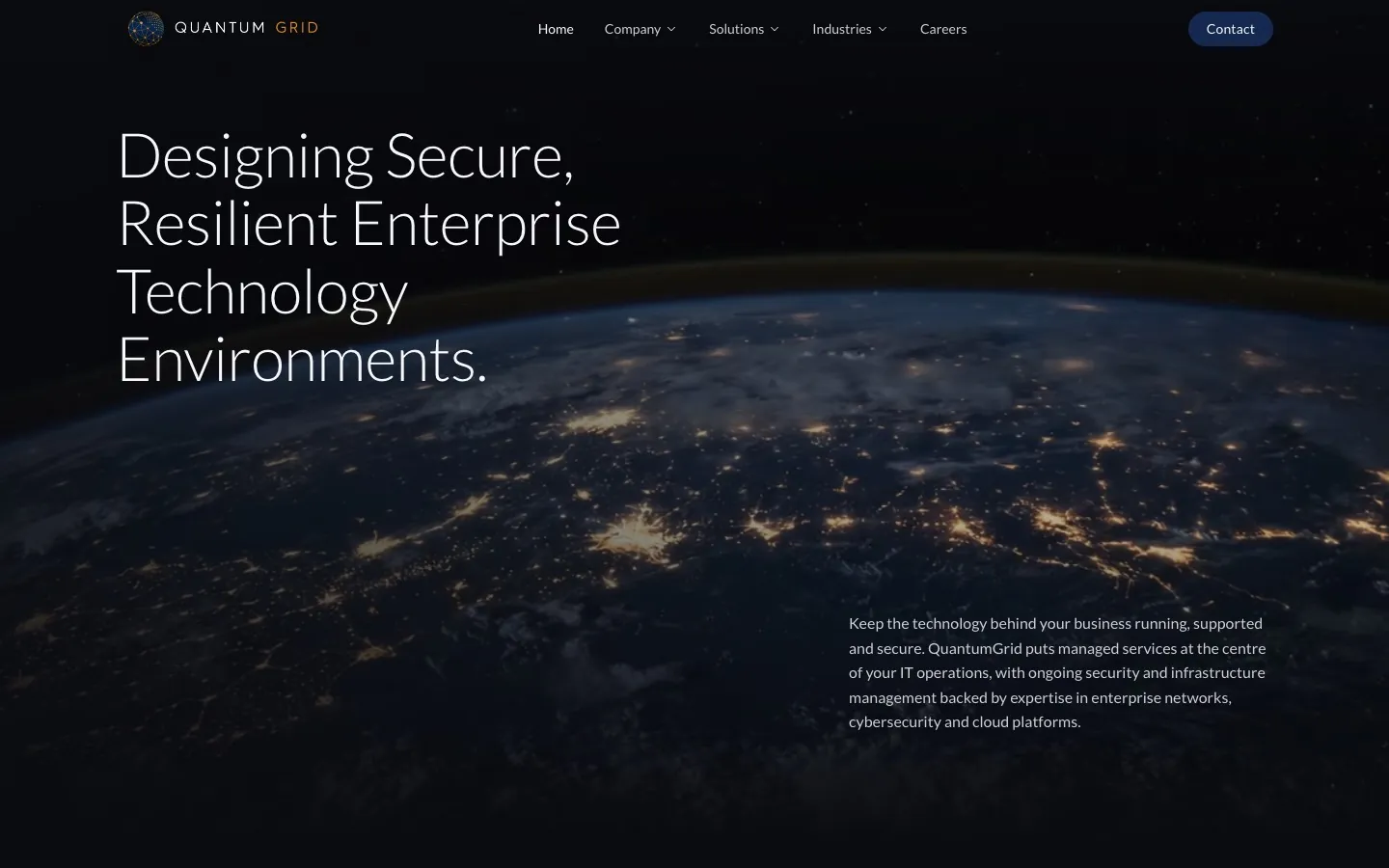 QuantumGrid website on desktop