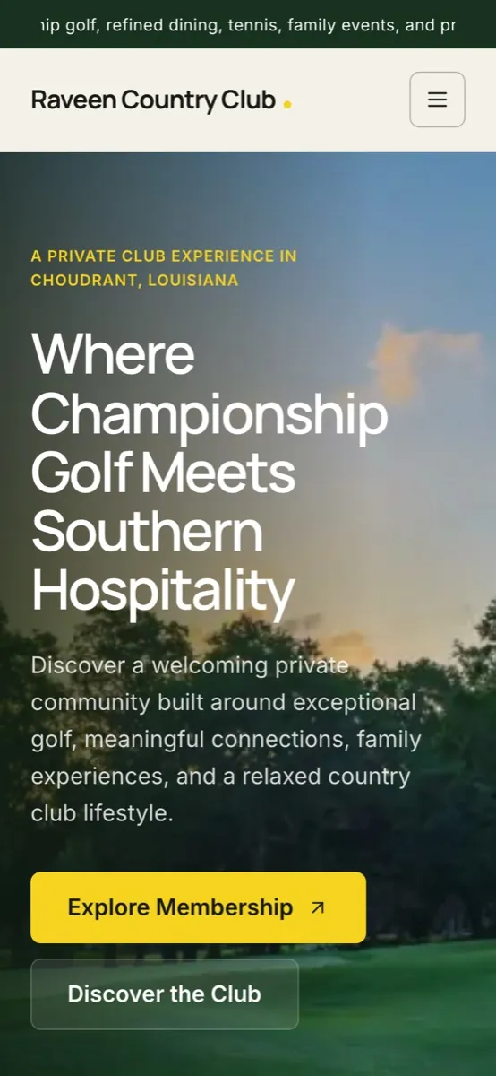 Raveen Country Club website on mobile